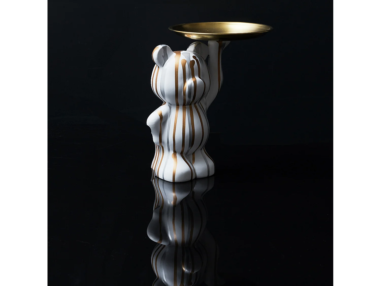 Statue Deco Blanc Vide Poche Blanc, Or, Argent