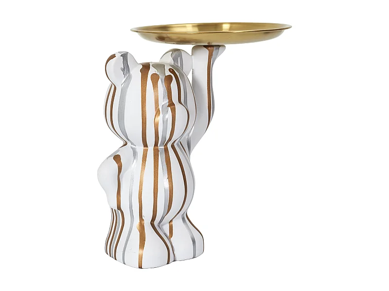 Statue Deco Blanc Vide Poche Blanc, Or, Argent