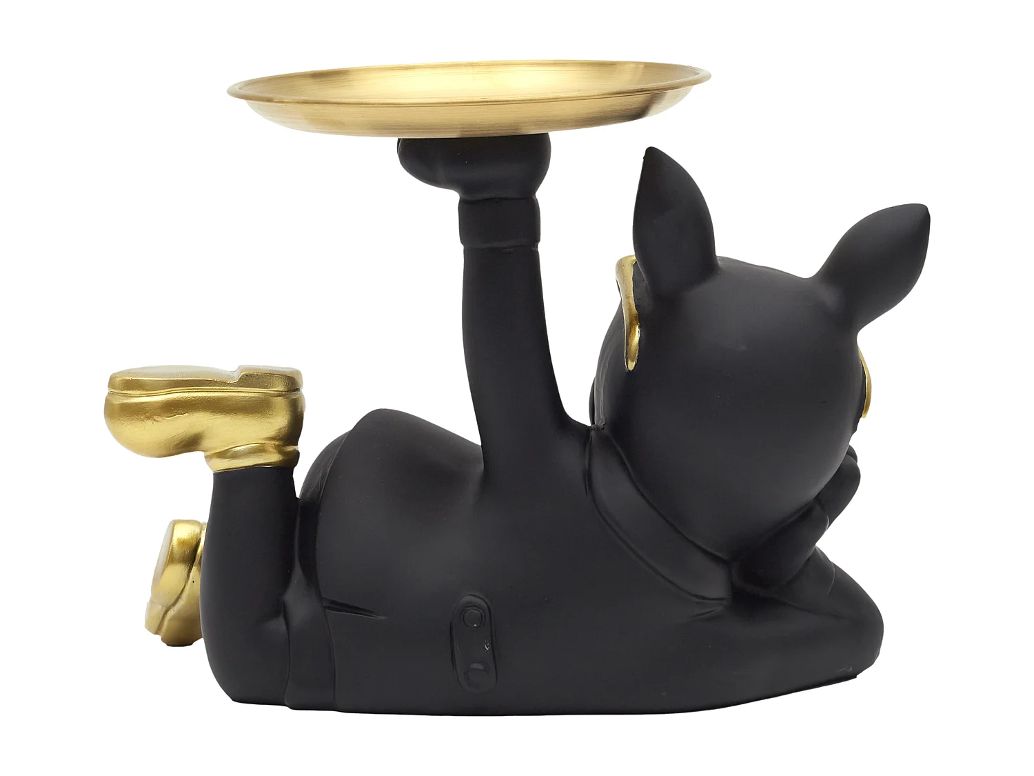 Statue Bulldog Noir Vide Poche Or, Noir