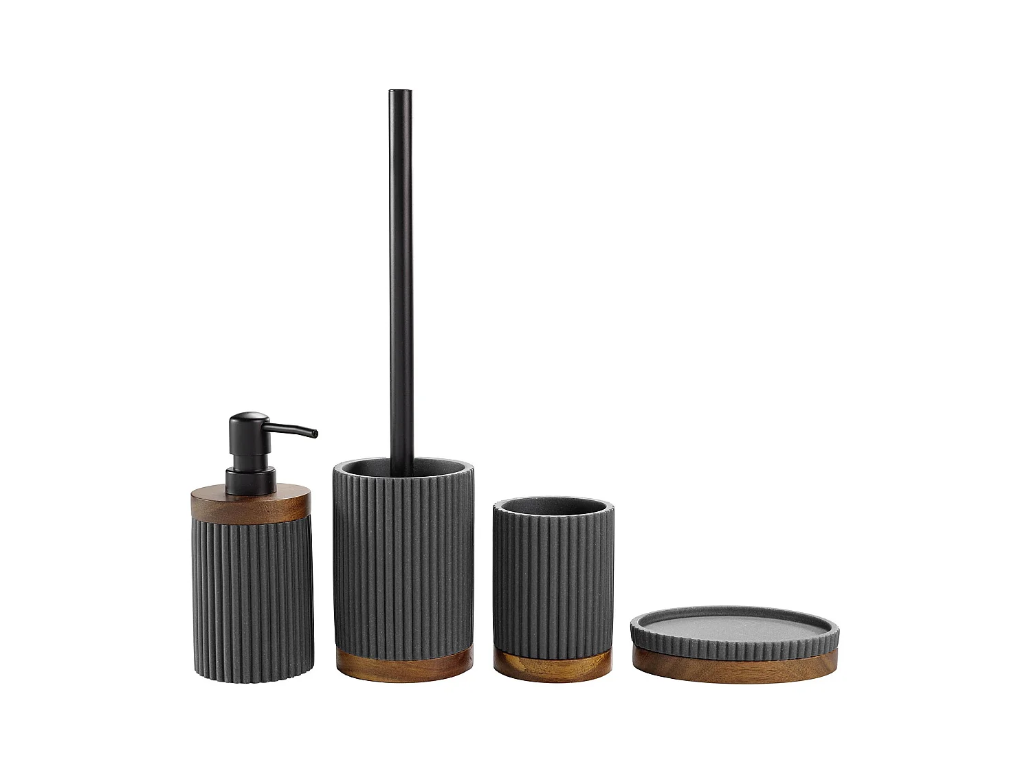 Dispensador de Jabón Moderno de Acacia 17cm Gris Antracita