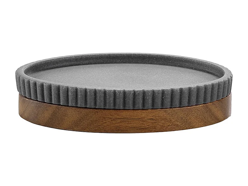 Porta Jabón Diseño "Niagara" 14cm Antracita Moderno de Polirresina y Madera