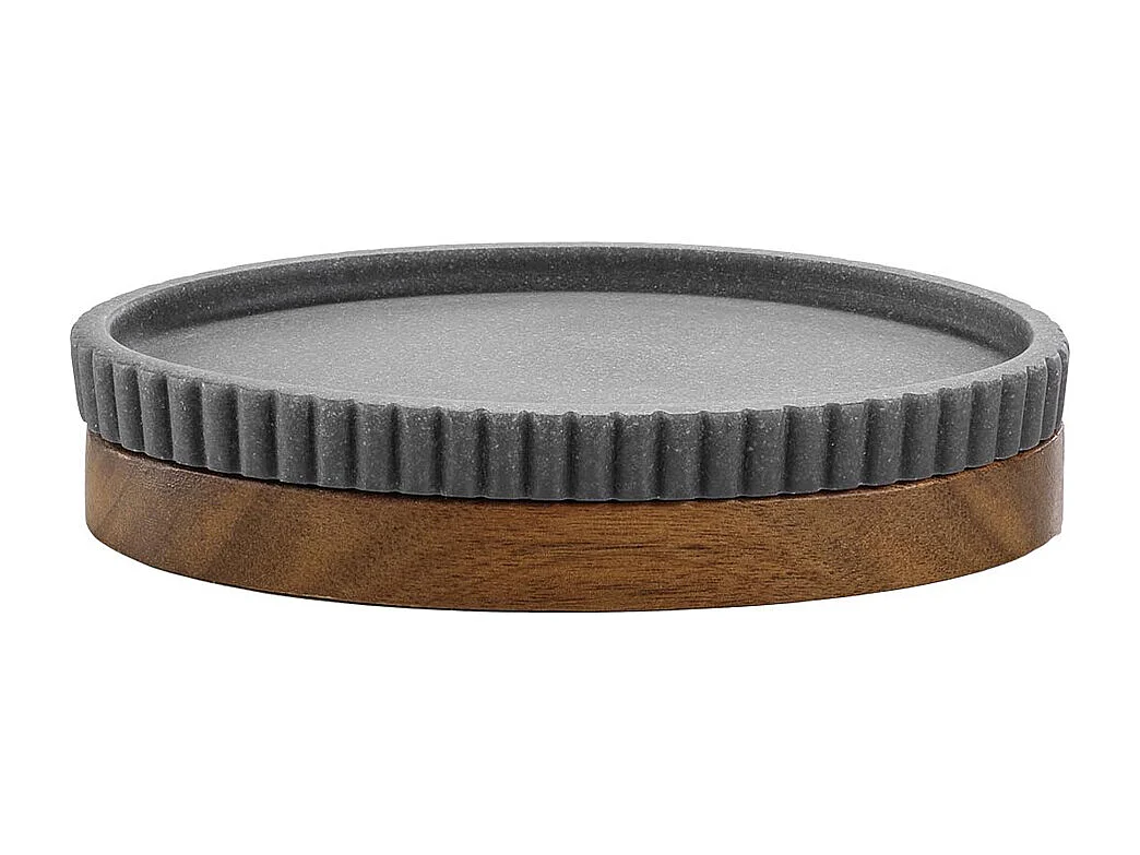 Seifenschale Design "Niagara" 14cm Anthrazit Modern aus Polyresin & Holz