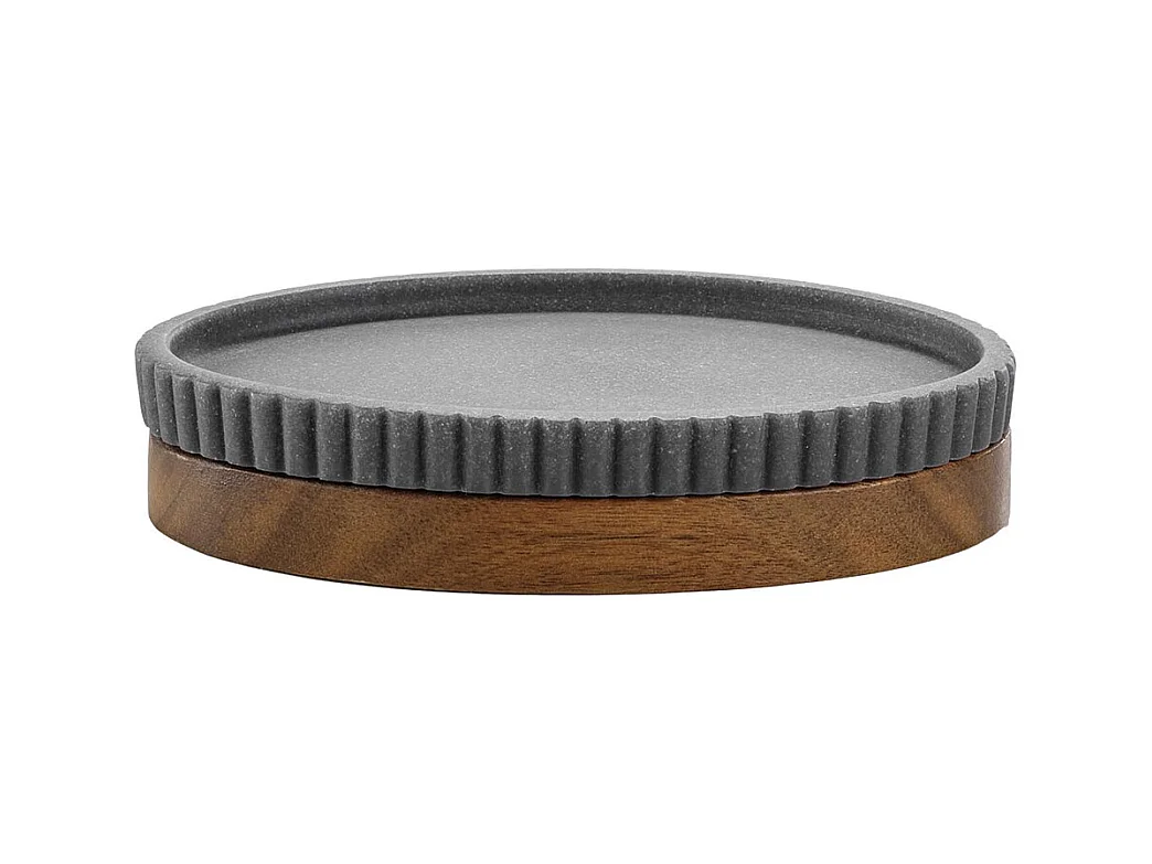 Porta Jabón Diseño "Niagara" 14cm Antracita Moderno de Polirresina y Madera