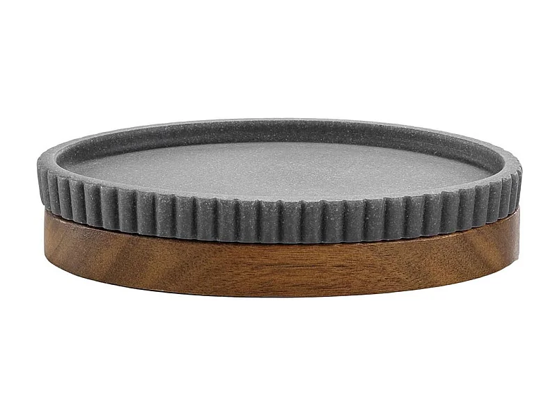 Porta Jabón Diseño "Niagara" 14cm Antracita Moderno de Polirresina y Madera