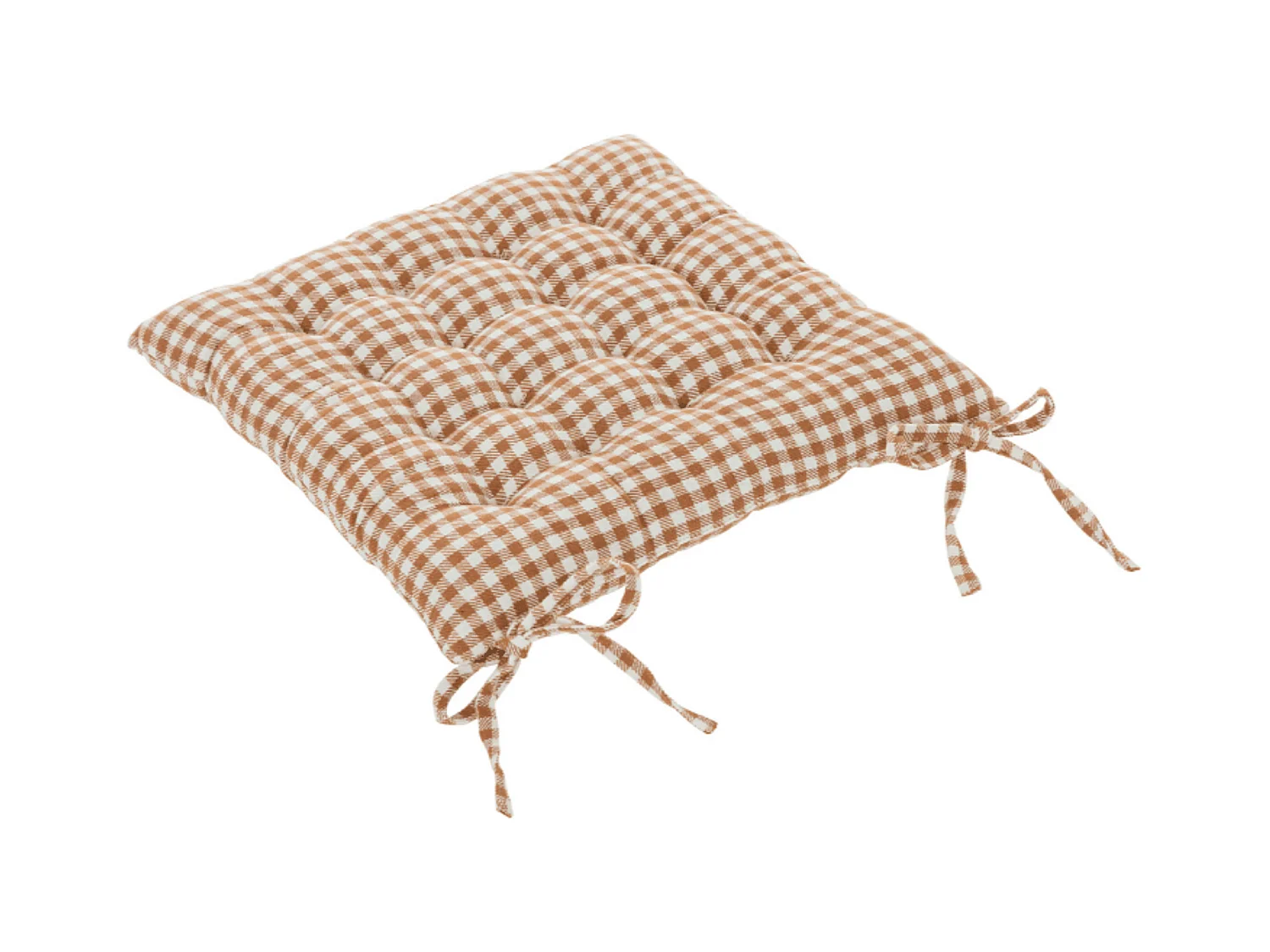 Galette de Chaise Vichy "Floral" 38x38cm Marron