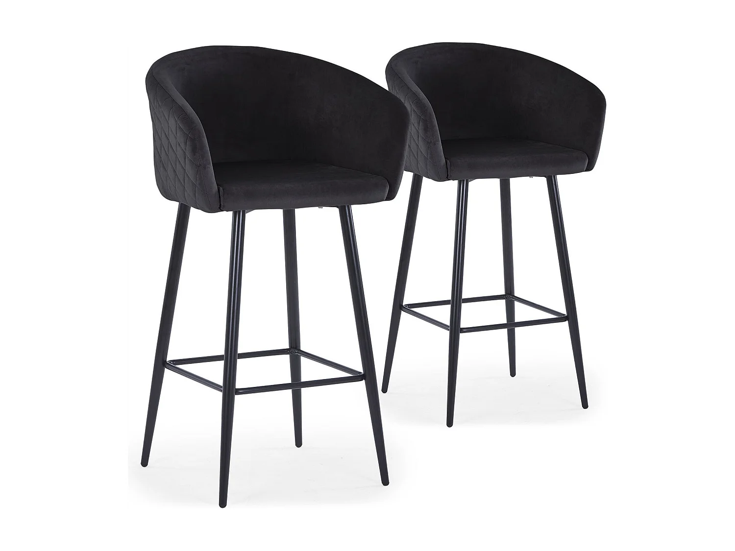 Lot de 2 chaises de bar Bobby Velours Noir