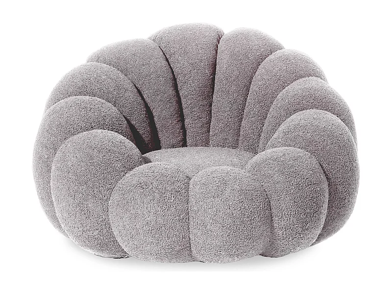 Fauteuil design coquillage Arielina Tissu bouclette Gris