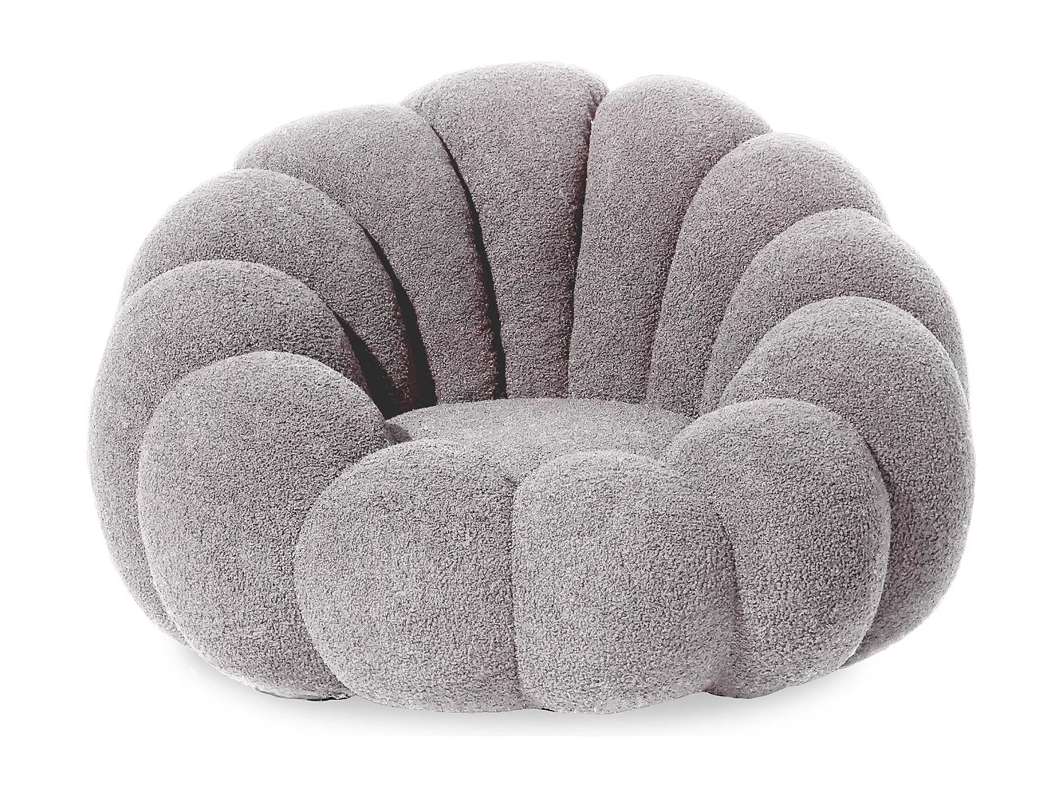 Fauteuil design coquillage Arielina Tissu bouclette Gris