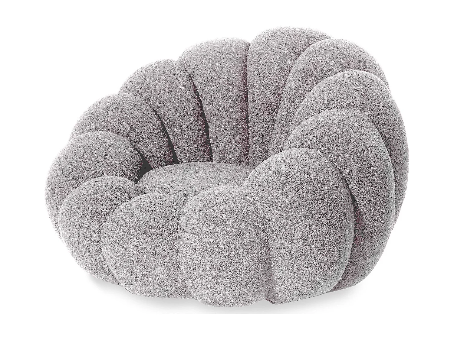 Fauteuil design coquillage Arielina Tissu bouclette Gris