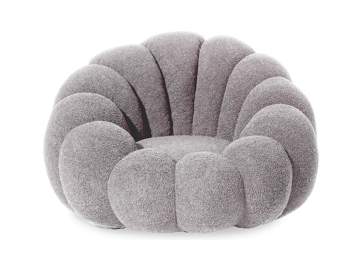 Poltrona Arielina shell design Tessuto bouclette grigio