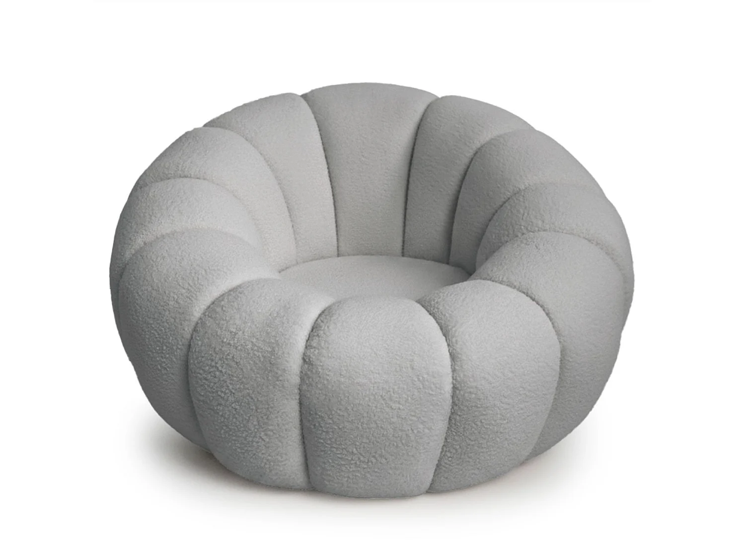 Fauteuil tournant design coquillage Arielina Tissu bouclette Gris