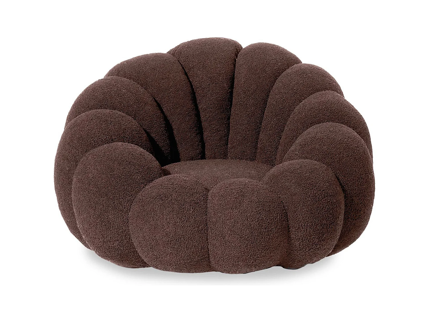 Fauteuil design coquillage Arielina Tissu bouclette Marron