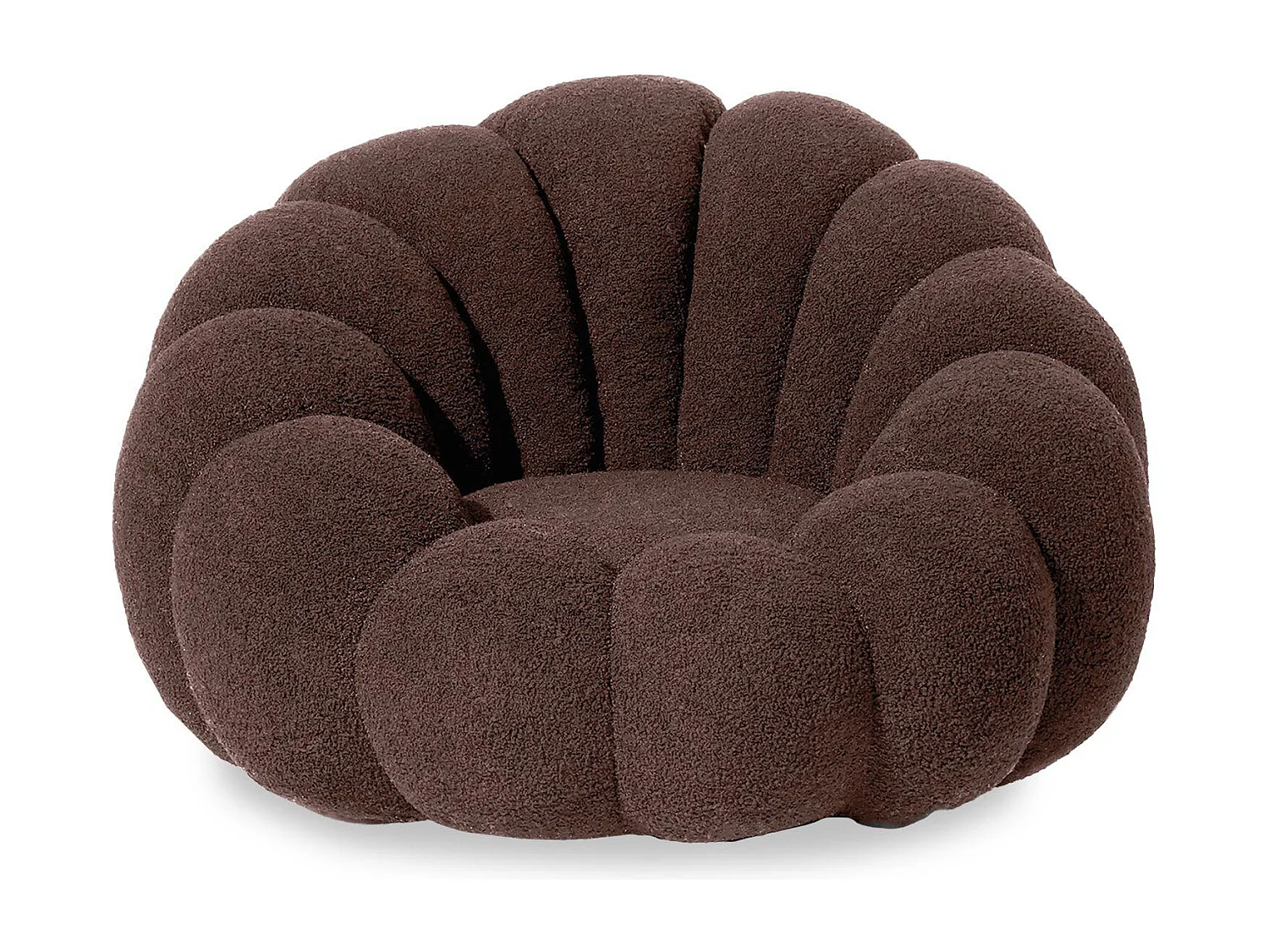 Fauteuil design coquillage Arielina Tissu bouclette Marron