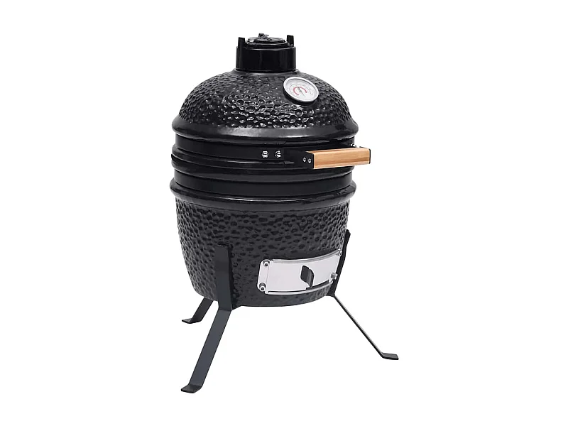 Kamado 2 em 1 Ceramic Smoker Barbecue 56 cm Preto