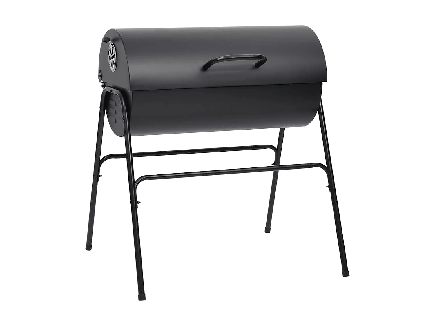 Barbacoa de barril con 2 rejillas de cocción Negra 80x95x90 cm Acero