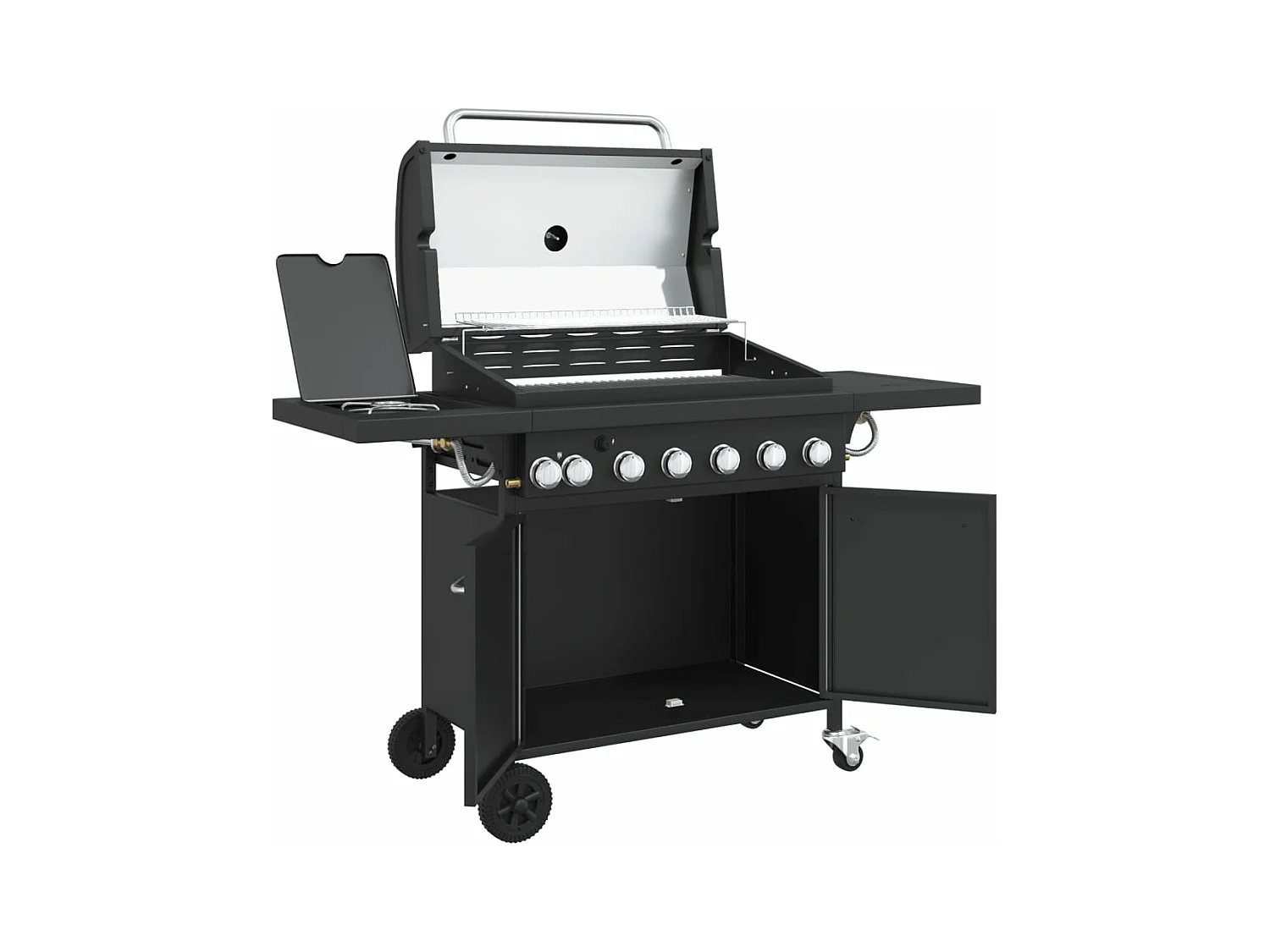 Barbecue gril à gaz avec 7 br?leurs noir acier enduit de poudre