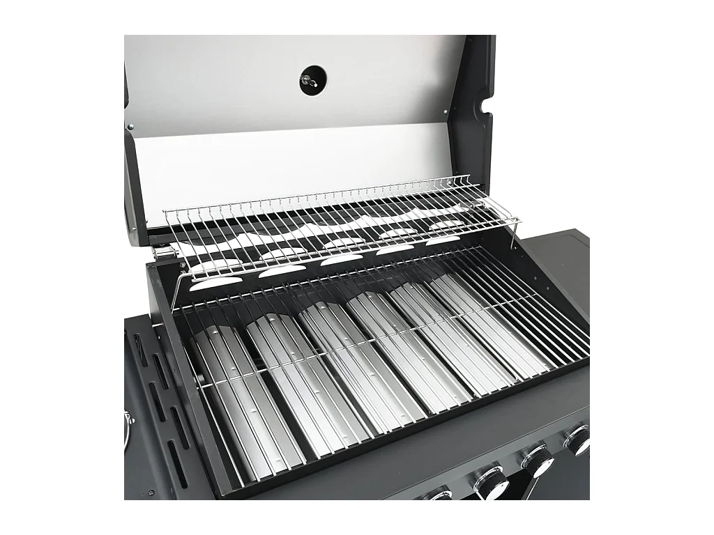 Barbecue gril à gaz avec 7 br?leurs noir acier enduit de poudre