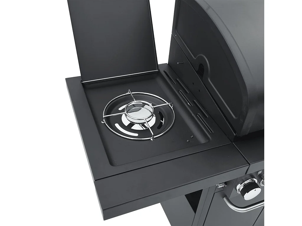 Barbecue gril à gaz avec 4 br?leurs noir acier enduit de poudre