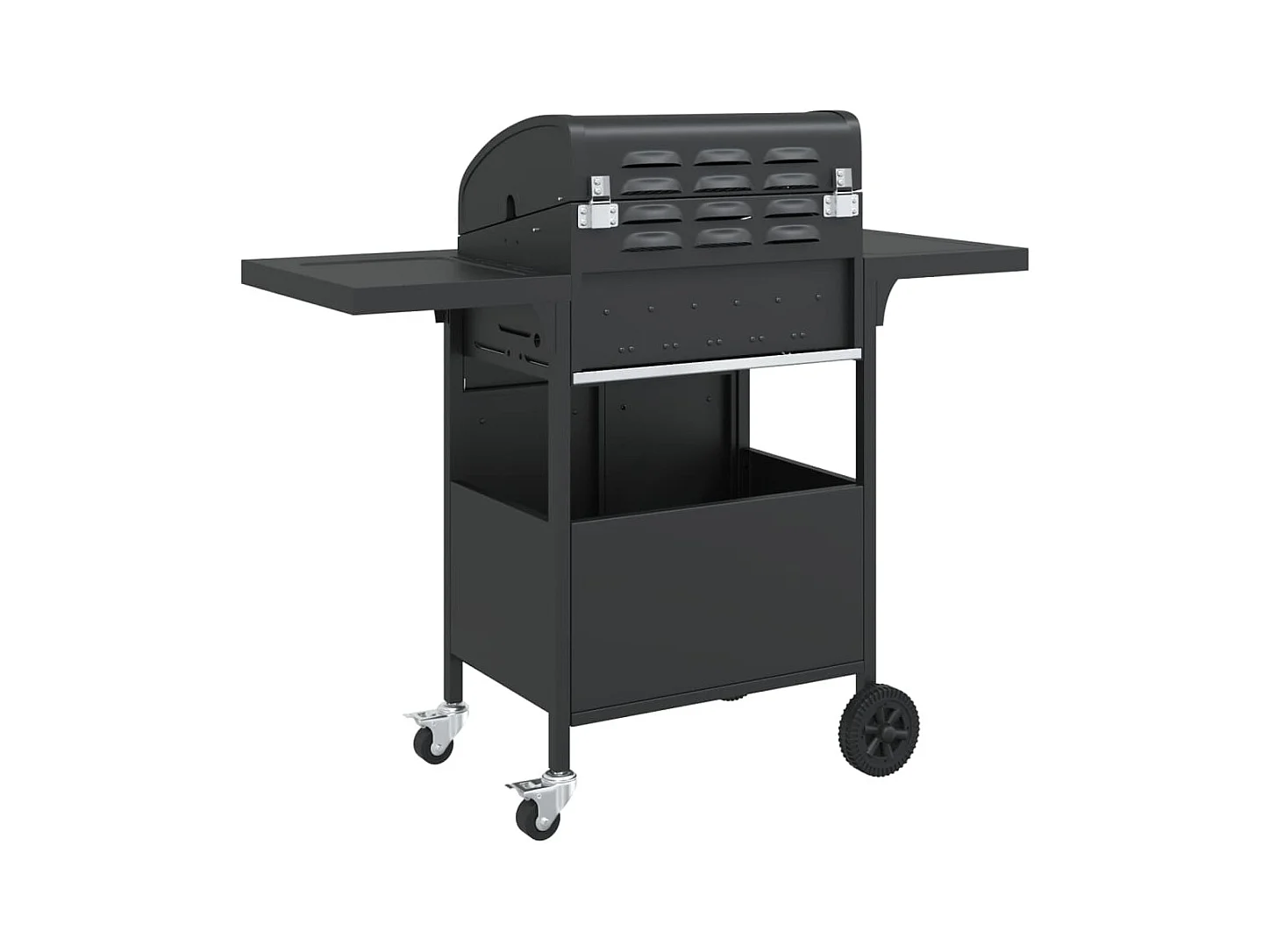 Barbecue gril à gaz avec 4 br?leurs noir acier enduit de poudre