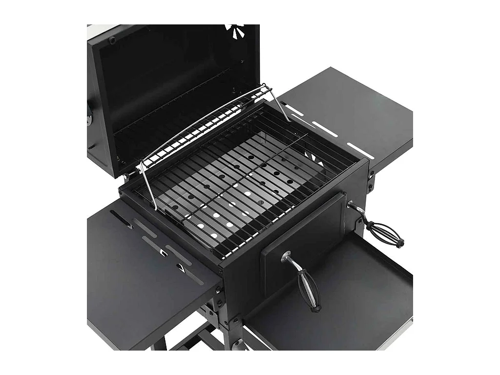 Gril de barbecue au charbon de bois et étagère inférieure Noir