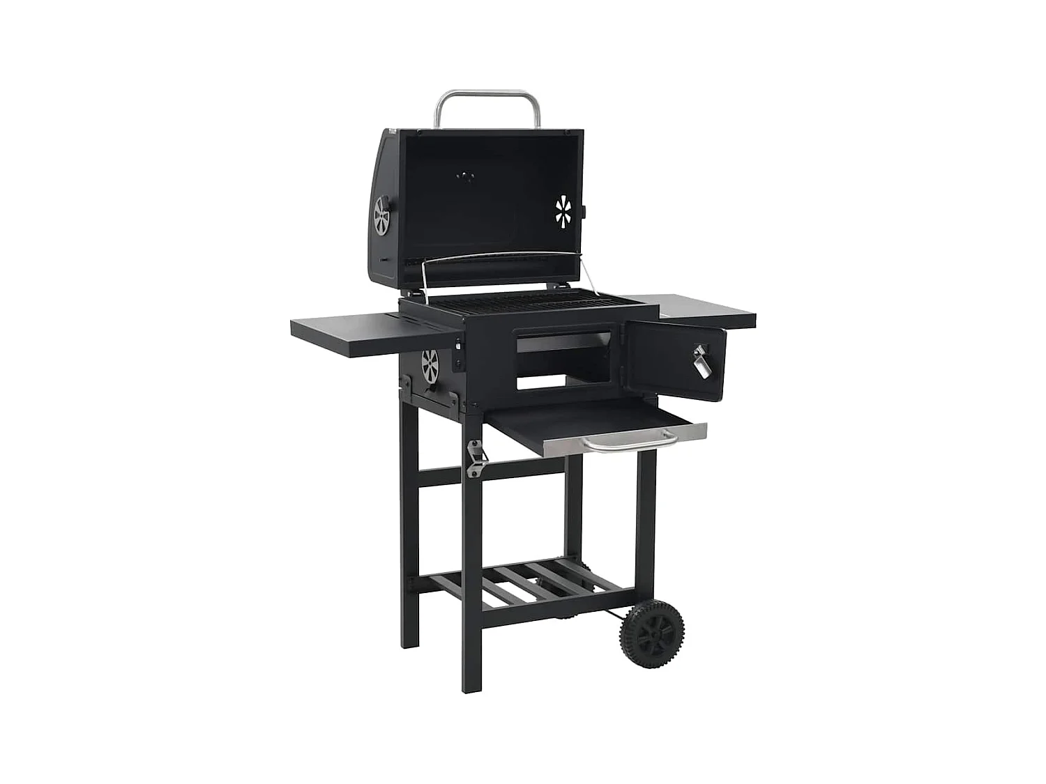 Gril de barbecue au charbon de bois et étagère inférieure Noir