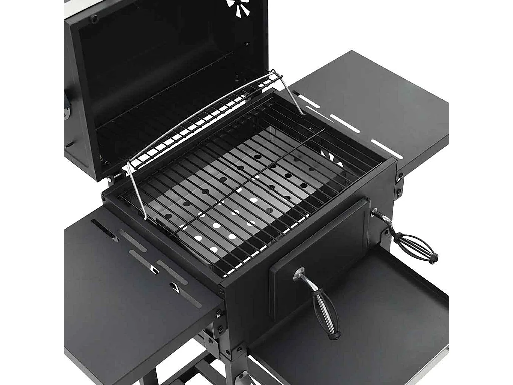 Gril de barbecue au charbon de bois et étagère inférieure Noir