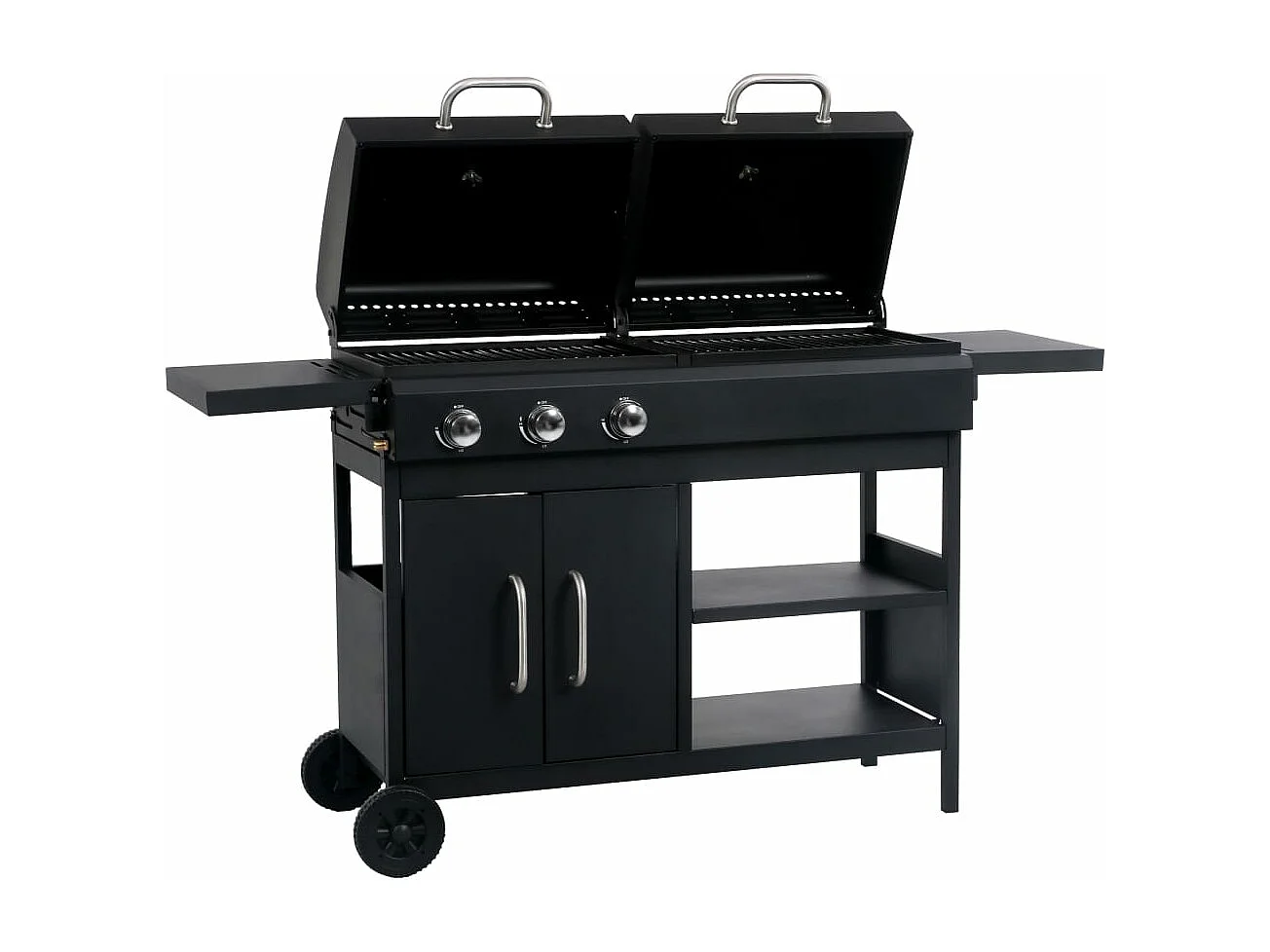 Barbecue gril combo à gaz et au charbon avec 3 br?leurs