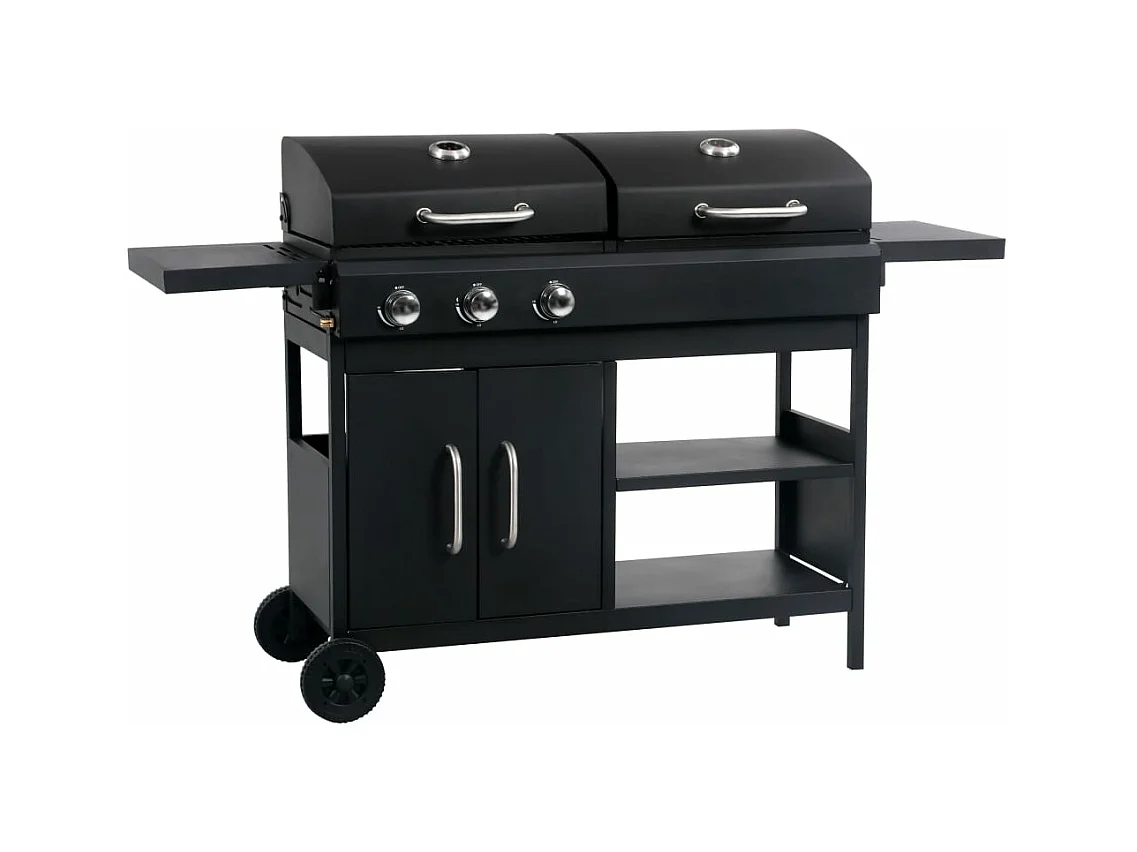 Barbecue gril combo à gaz et au charbon avec 3 br?leurs