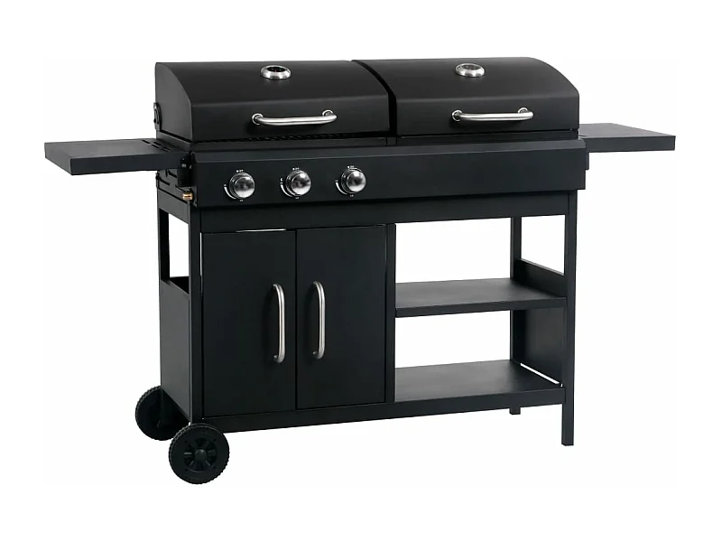 Barbecue gril combo à gaz et au charbon avec 3 br?leurs