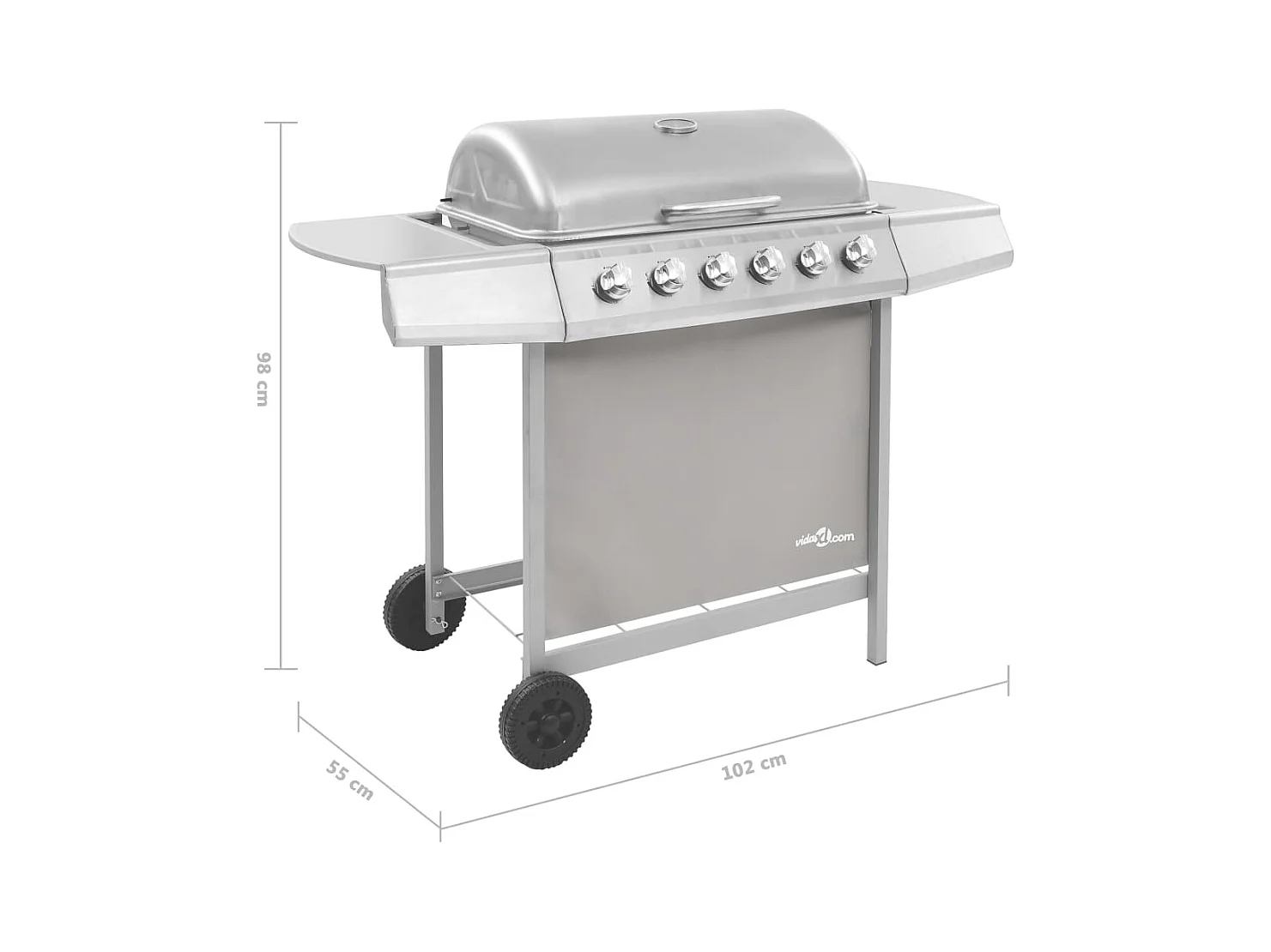 Barbecue gril à gaz avec 6 br?leurs Argenté