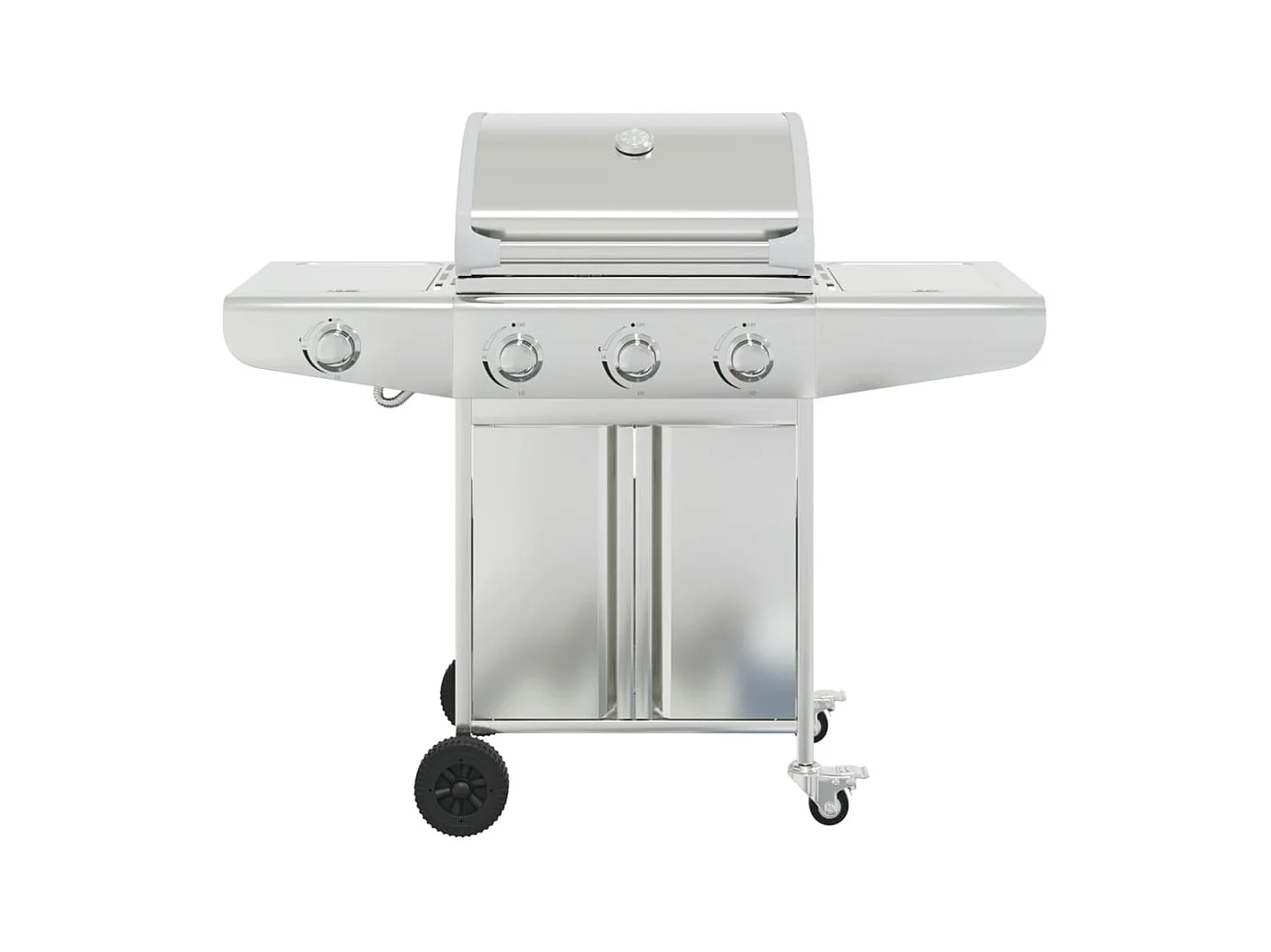 Barbecue gril à gaz avec 4 br?leurs argenté acier inoxydable