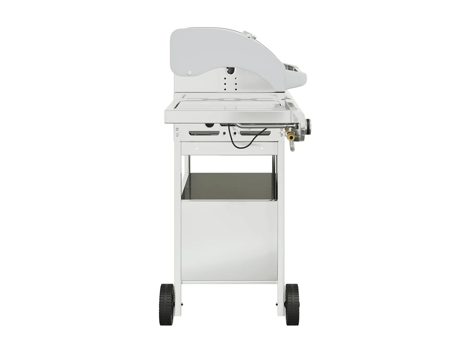 Barbecue a gas con 4 bruciatori in acciaio inox argentato