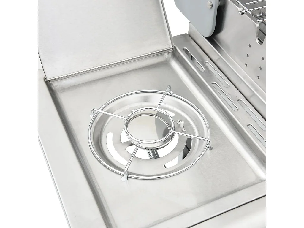 Barbecue a gas con 4 bruciatori in acciaio inox argentato