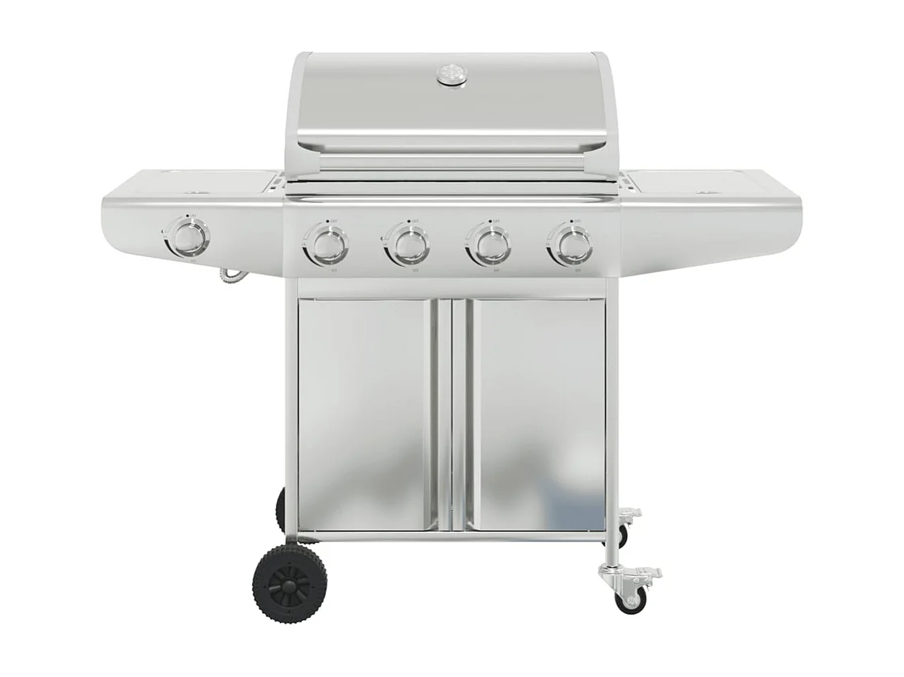 Barbecue a gas con 5 bruciatori in acciaio inox argentato