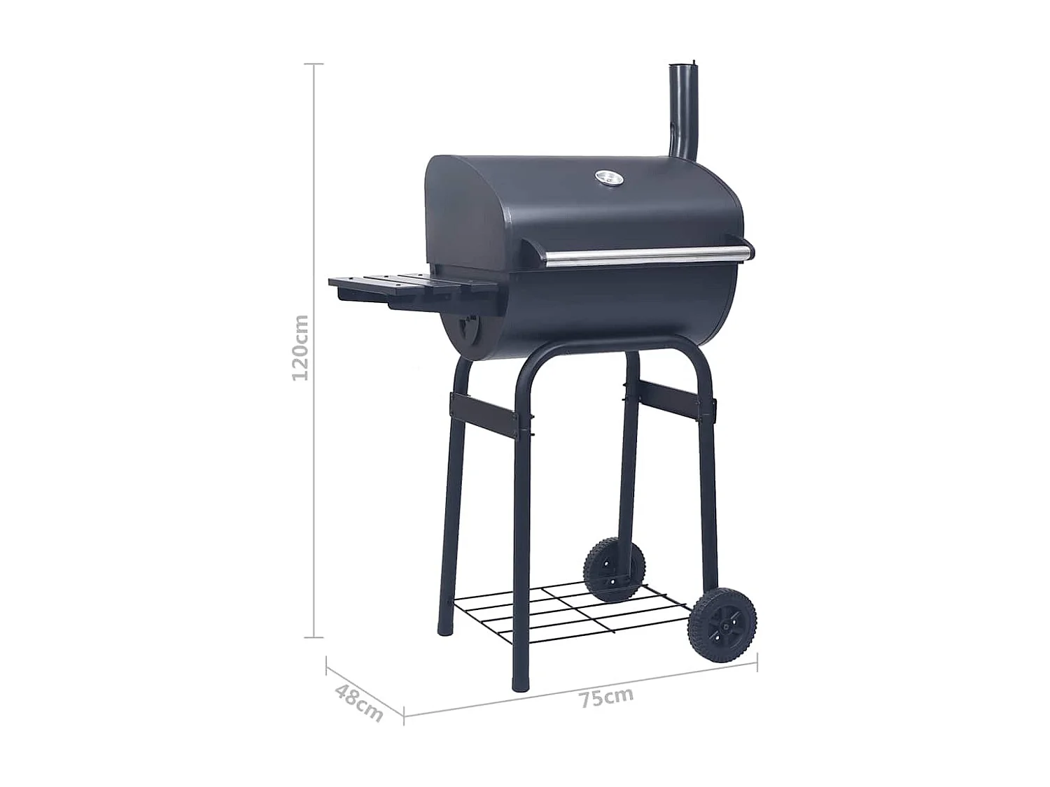 Houtskool BBQ Grill met Onderste Plank Zwart