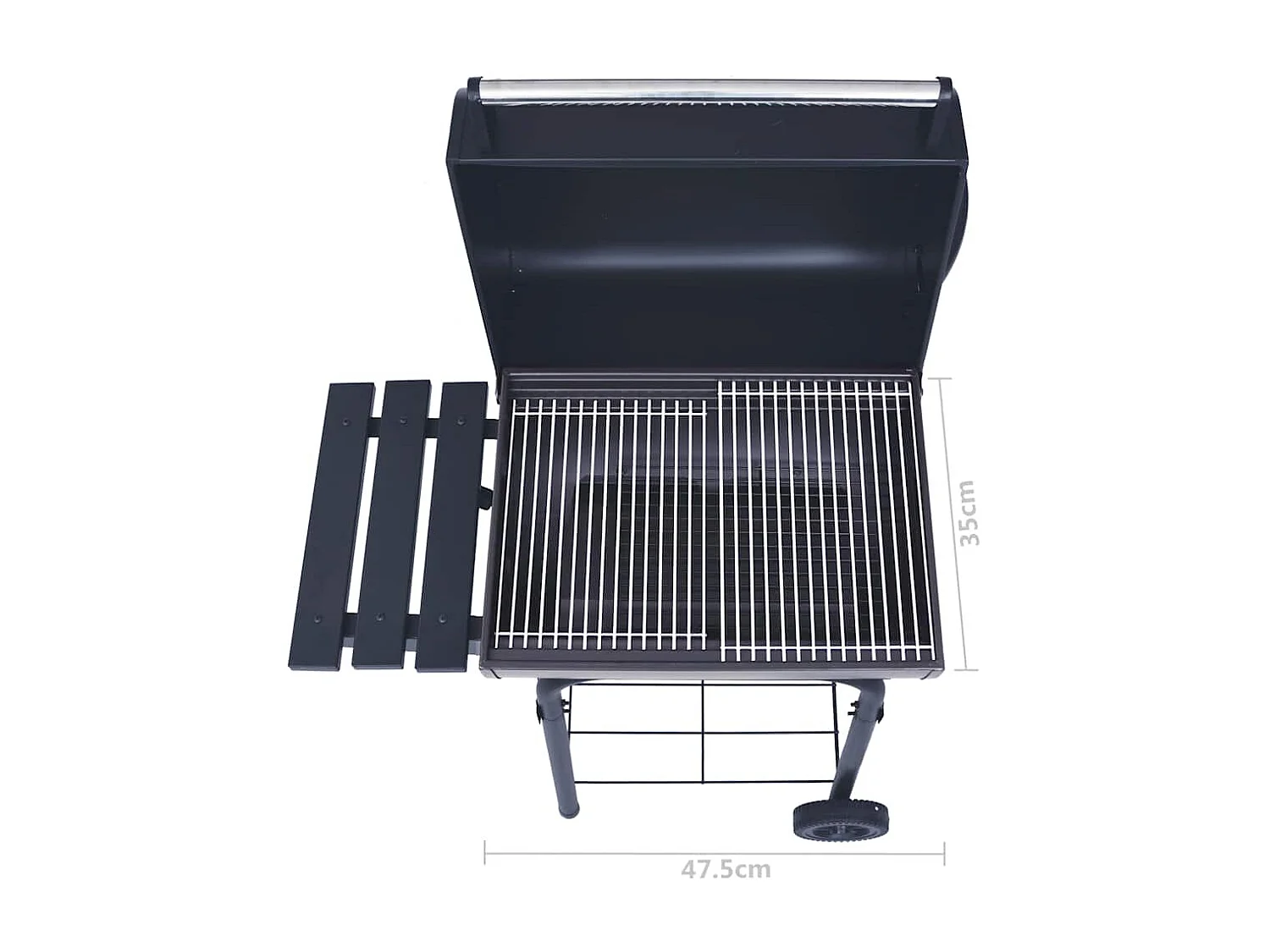 Houtskool BBQ Grill met Onderste Plank Zwart