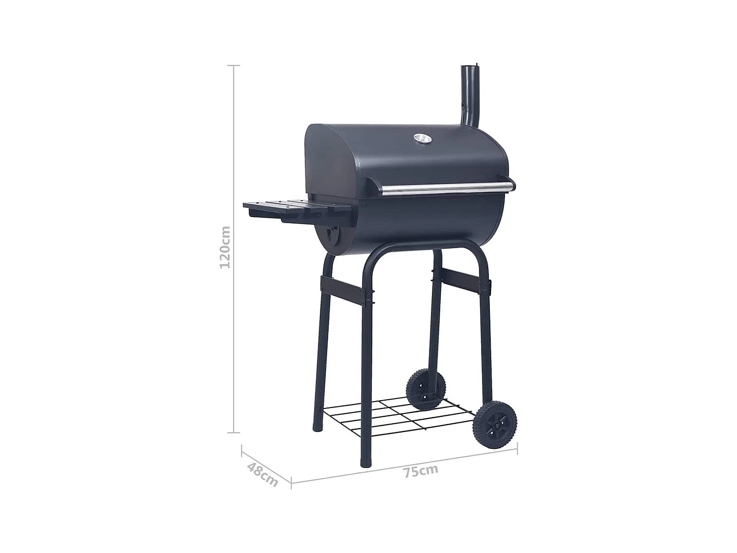 Gril barbecue au charbon avec étagère inférieure Noir