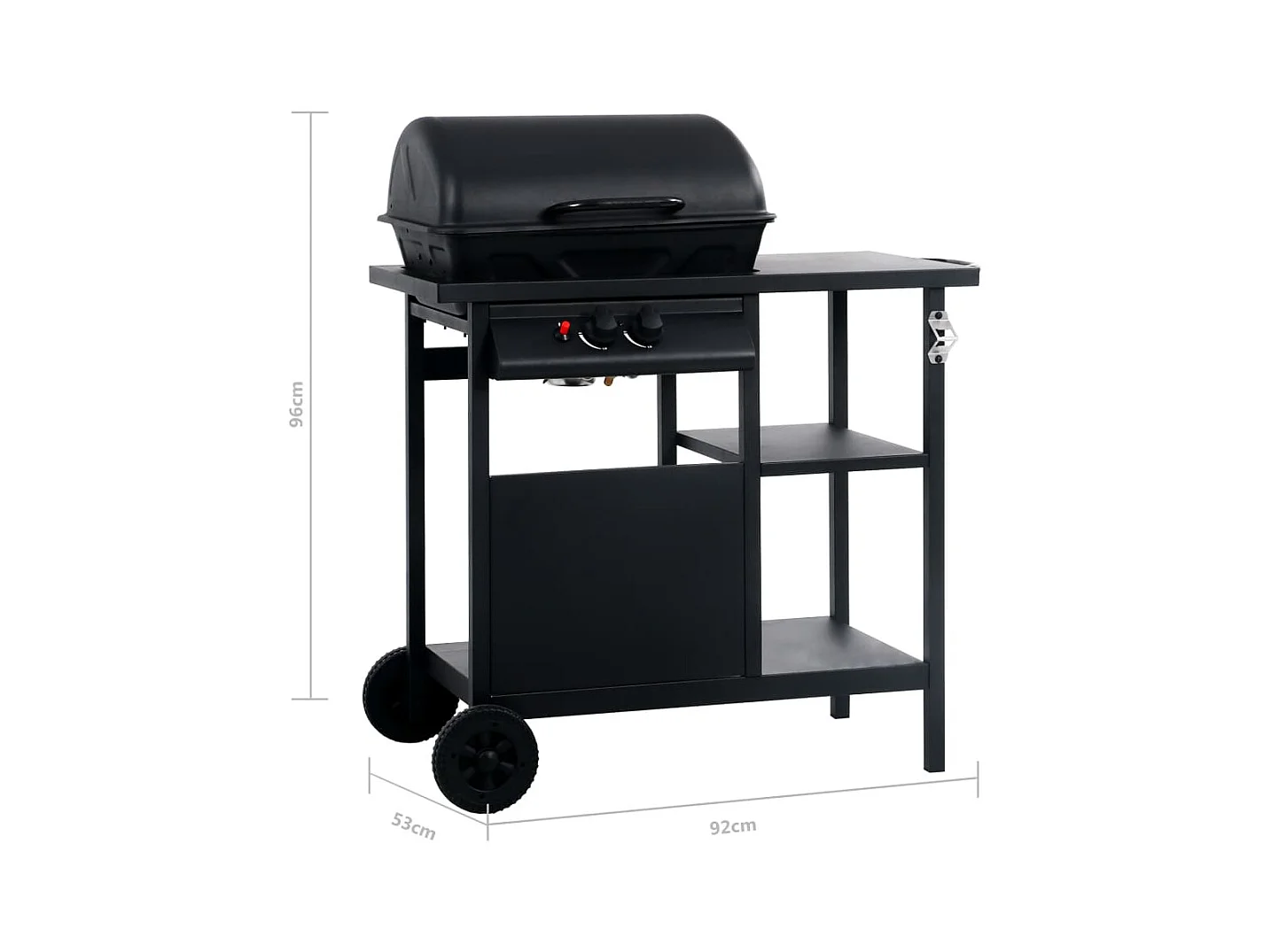 Barbecue à gaz avec table latérale à 3 niveaux Noir