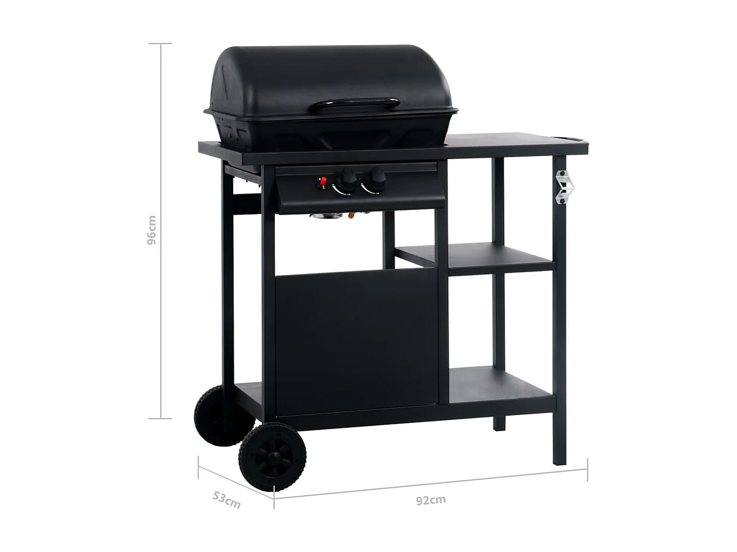 Barbecue a gas con tavolo laterale a 3 livelli nero
