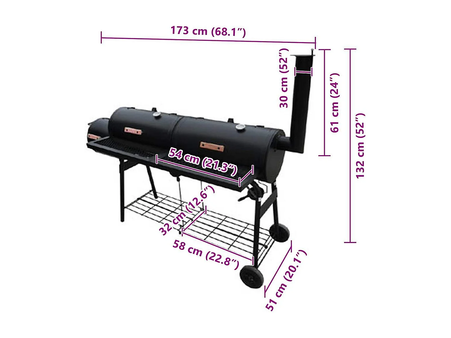 Nevada XL Schwarzer Smoker-Grill