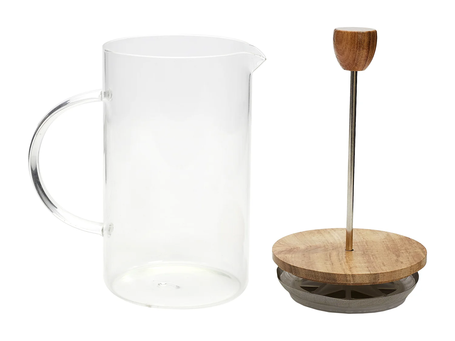 Cafetiere A Piston Verre Acacia 85cl Transparent, Marron