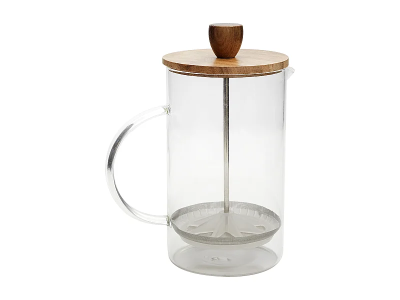 Cafetiere A Piston Verre Acacia 85cl Transparent, Marron