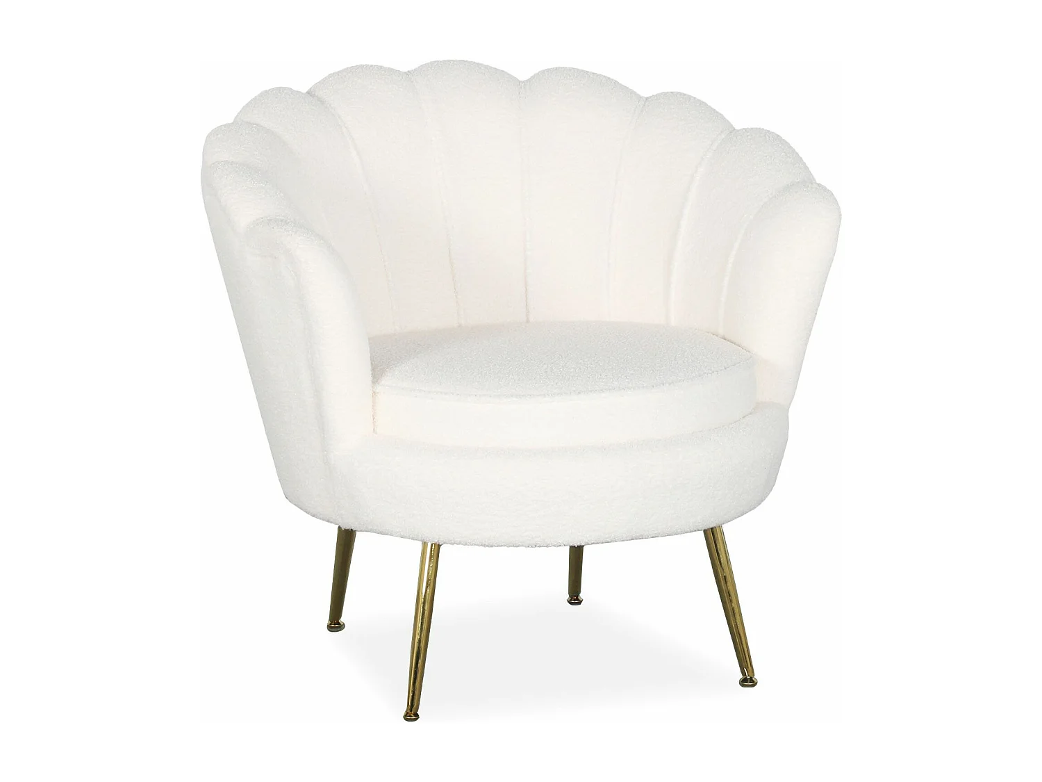 Sillón redondo estilo boudoir Andersen glamour Tela efecto borrego Crema
