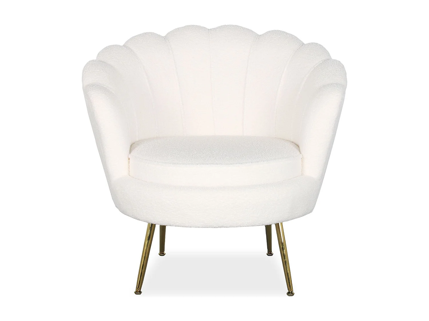 Sillón redondo estilo boudoir Andersen glamour Tela efecto borrego Crema