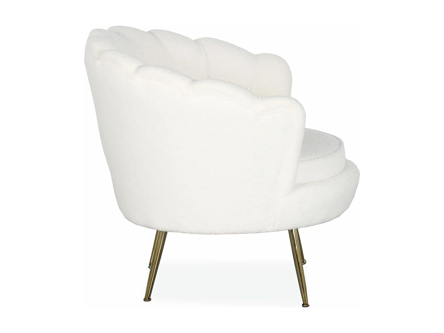 Sillón redondo estilo boudoir Andersen glamour Tela efecto borrego Crema
