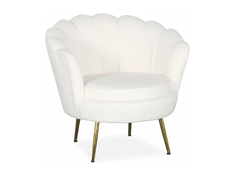 Sillón redondo estilo boudoir Andersen glamour Tela efecto borrego Crema
