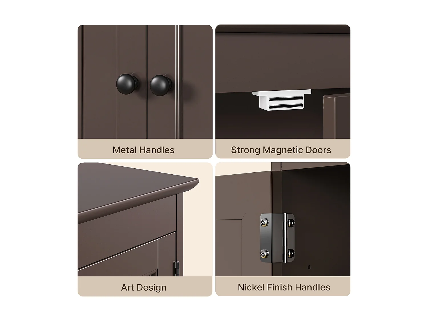 Bealife Meuble de Salle de Bain Mural Marron Foncé avec Étagère à Serviettes