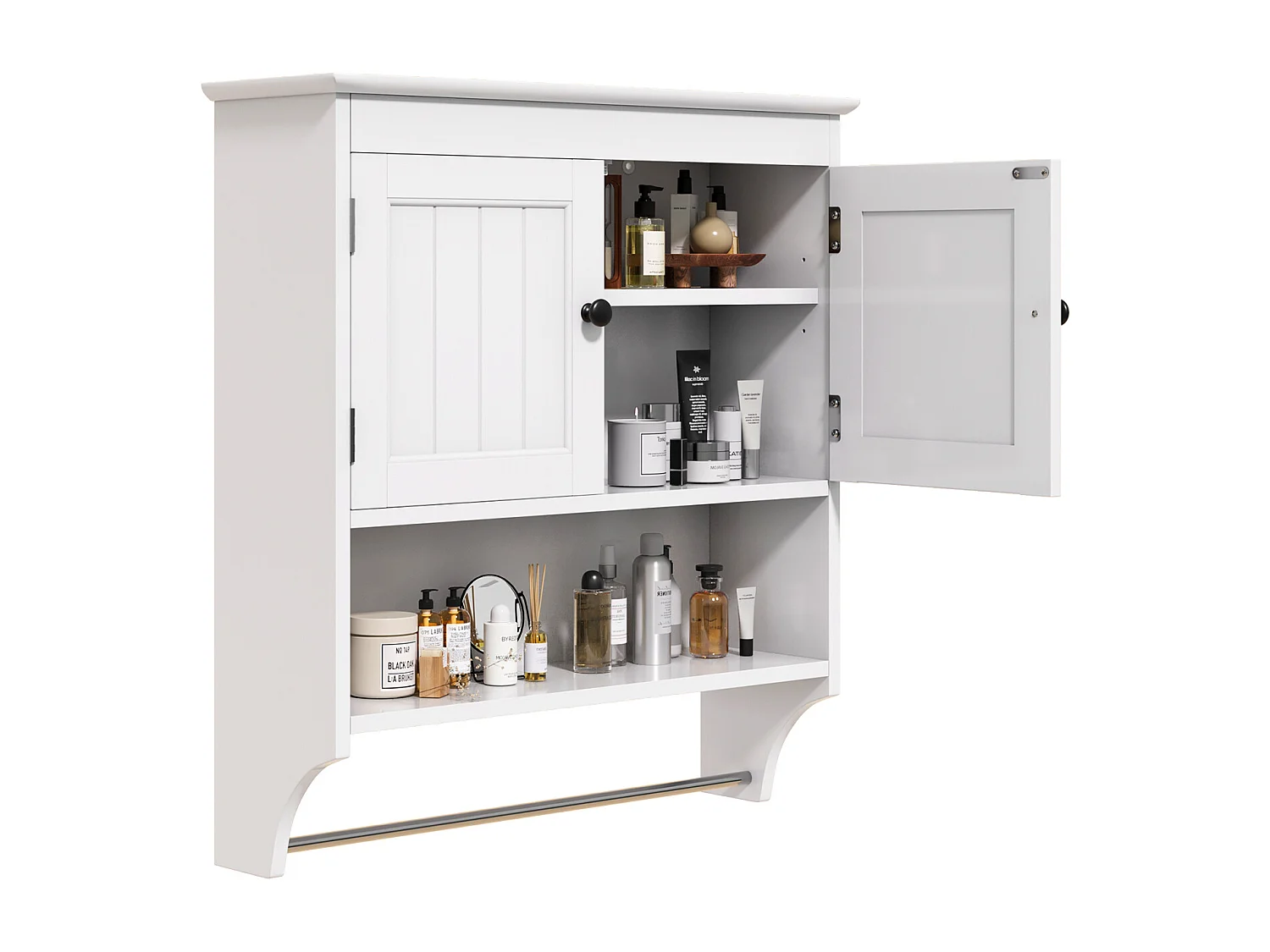 Bealife Meuble de Salle de Bain Mural Blanc avec Étagère à Serviettes