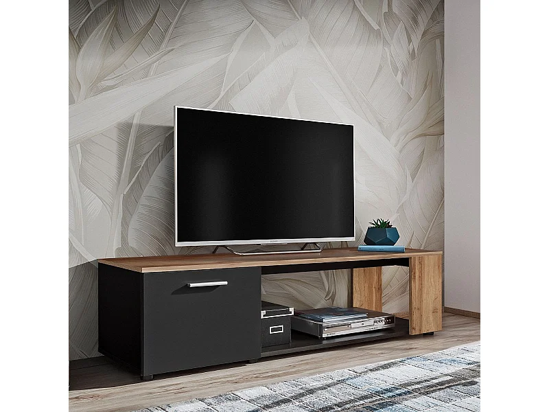 Meuble TV "RTV Maze I" 150cm Noir & Naturel