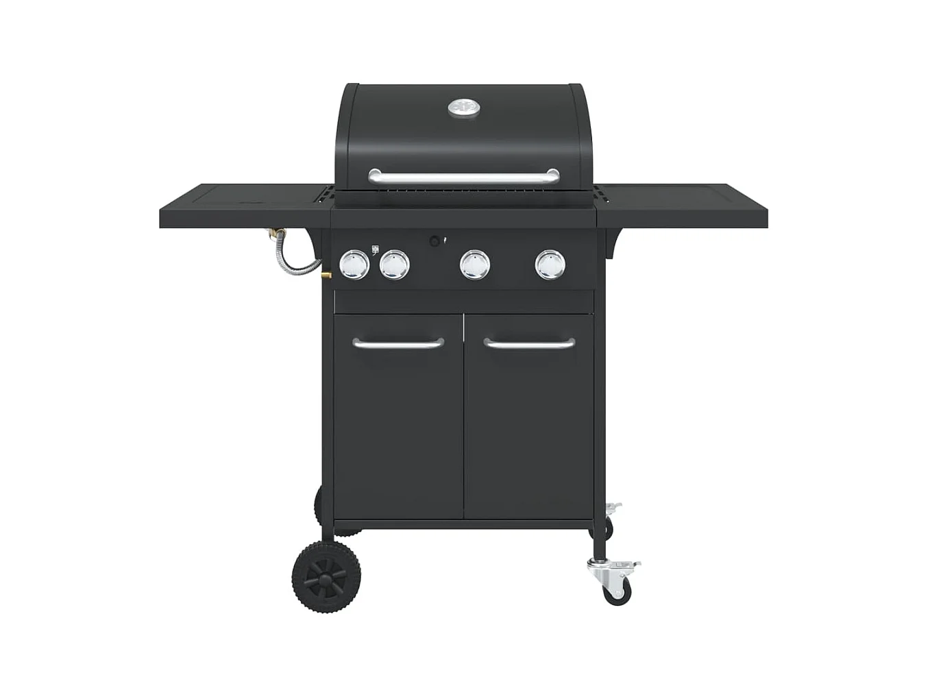 Barbecue gril à gaz avec 4 br?leurs noir acier enduit de poudre